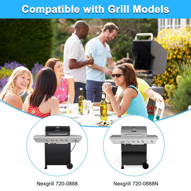 Adviace Grill Replacement Parts for Nexgrill 720-0888, 720-0888N, 720-0830H Gas Grill Models, 5 Pack Stainless Steel Pipe Burners, Heat Plates and Electronic Ignitors Kit for Nexgrill Replacement Parts - Image 2